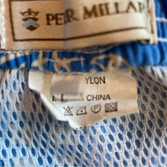 Peter Millar Swim Trunks Paisley Blue Size Large 7” Board Shorts Pockets Nylon - Picture 6 of 13